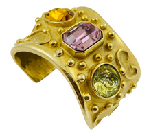 Load image into Gallery viewer, Vintage MARESCO signed gold Etruscan glass stones cuff bracelet
