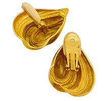 Load image into Gallery viewer, Vintage LES BERNARD signed huge matte gold modernist designer runway clip on earrings
