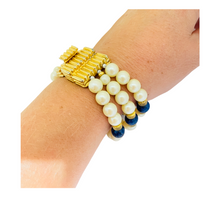 Load image into Gallery viewer, Vintage MIMI DI N gold white lucite link modernist designer runway bracelet
