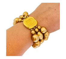 Load image into Gallery viewer, Vintage CAROLEE Etruscan gold pearl beaded designer runway bracelet
