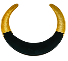 Load image into Gallery viewer, Vintage gold black lucite modernist collar designer runway necklace
