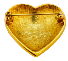 Load image into Gallery viewer, Vintage gold rhinestone pearl heart designer runway brooch
