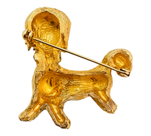 Load image into Gallery viewer, Vintage dog gold rhinestones designer runway brooch
