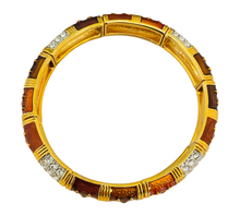 Load image into Gallery viewer, Vintage JOAN RIVERS gold enamel rhinestone stretch designer runway bracelet
