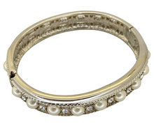 Load image into Gallery viewer, Vintage NOLAN MILLER silver pearl rhinestone designer runway bangle bracelet
