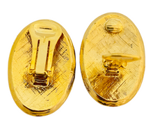 Load image into Gallery viewer, Vintage gold enamel geometric abstract designer runway clip on earrings
