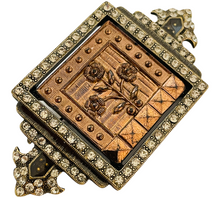 Load image into Gallery viewer, Vintage SWEET ROMANCE USA bronze gold rhinestone designer runway brooch
