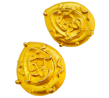 Load image into Gallery viewer, Vintage ERWIN PEARL gold matte designer runway clip on earrings
