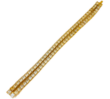 Load image into Gallery viewer, Vintage gold double row rhinestone designer runway bracelet
