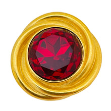 Load image into Gallery viewer, Vintage GINNIE JOHANSEN gold red glass designer runway brooch
