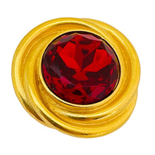 Load image into Gallery viewer, Vintage GINNIE JOHANSEN gold red glass designer runway brooch
