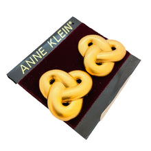 Load image into Gallery viewer, Vintage ANNE KLEIN matte gold designer runway clip on earrings
