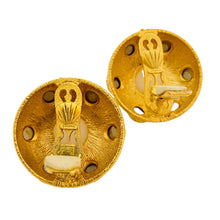 Load image into Gallery viewer, Vintage CRAFT huge gold pearl rhinestone designer runway clip on earrings
