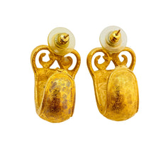 Load image into Gallery viewer, Vintage matte gold Etruscan style designer runway earrings
