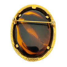 Load image into Gallery viewer, Vintage FLORENZA gold cameo designer brooch
