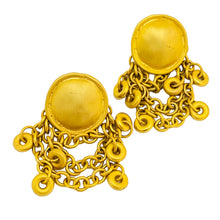 Load image into Gallery viewer, Vintage GINNIE JOHANSEN matte gold designer runway earrings
