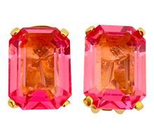 Load image into Gallery viewer, Vintage CHRISTIAN DIOR gold hot pink crystal runway earrings
