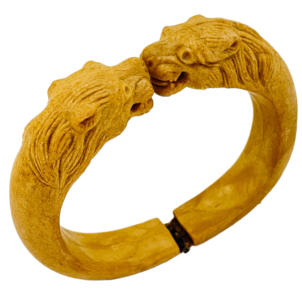 Vintage designer panther head clamper bracelet