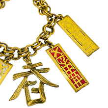 Load image into Gallery viewer, Vintage Asian gold enamel charm chain designer gold charm bracelet
