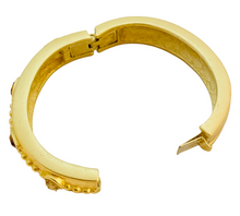 Load image into Gallery viewer, Vintage GIVENCHY matte gold crystal designer runway bangle bracelet
