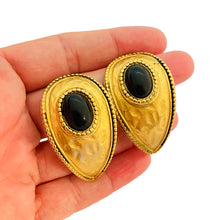 Load image into Gallery viewer, Vintage matte gold etruscan huge clip on designer runway earrings
