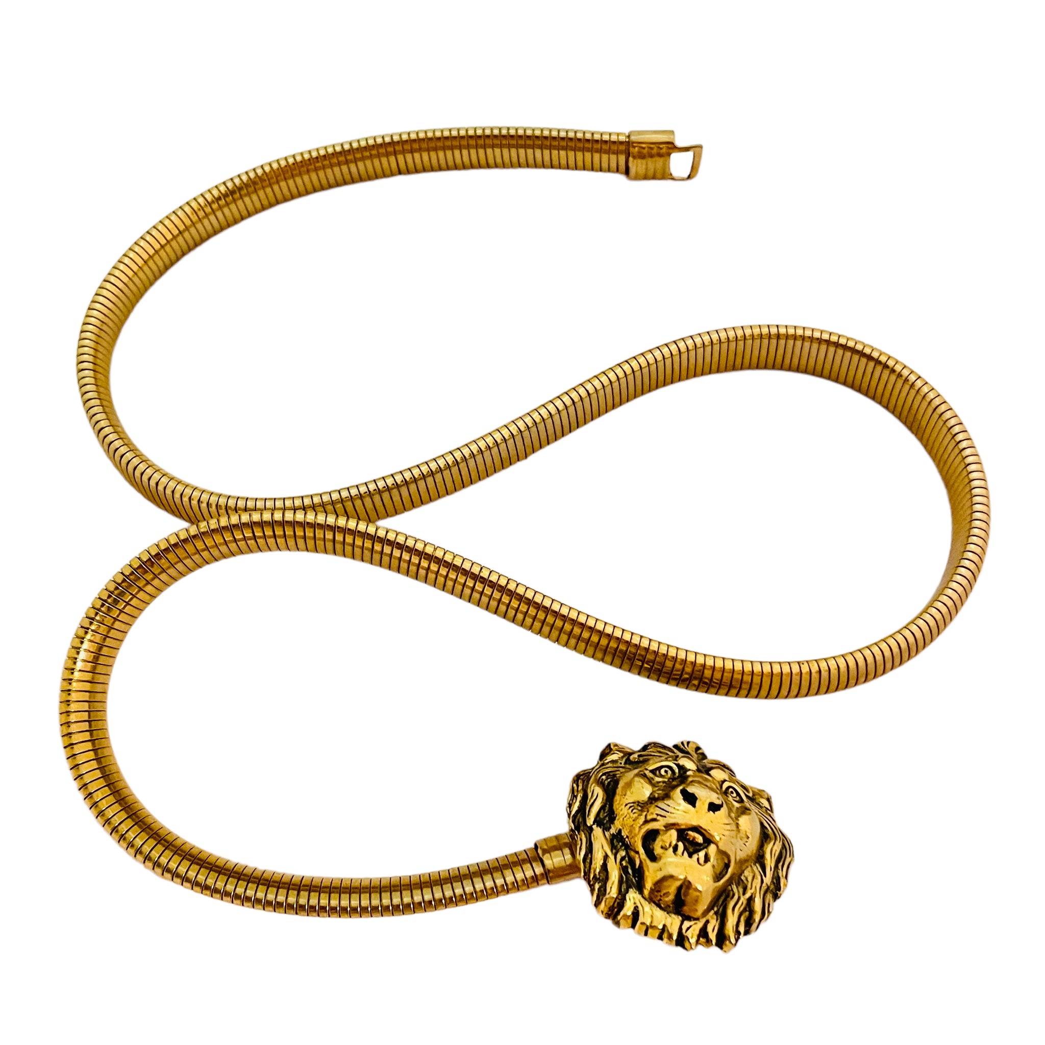 Vintage ACCESSORCRAFT Gold Lion Head Chain Belt Designer Runway Vintage Accessocraft NYC Lion Head Gold Tone Stretch Belt - Etsy main image 2