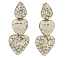 Load image into Gallery viewer, Vintage NOLAN MILLER silver rhinestone designer runway drop pierced earrings
