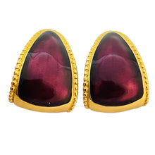 Load image into Gallery viewer, Vintage TRIFARI gold enamel pierced designer runway earrings
