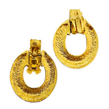 Load image into Gallery viewer, Vintage gold enamel door knocker huge clip on designer runway earrings
