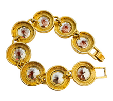 Load image into Gallery viewer, Vintage gold chain glass designer runway bracelet
