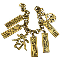 Load image into Gallery viewer, Vintage Asian gold enamel charm chain designer gold charm bracelet
