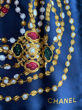 Load image into Gallery viewer, CHANEL authentic vintage silk scarf gripoix chains jewels
