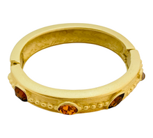 Load image into Gallery viewer, Vintage GIVENCHY matte gold crystal designer runway bangle bracelet
