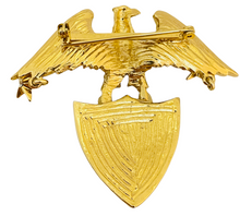 Load image into Gallery viewer, Vintage ST JOHN gold eagle American flag designer runway brooch

