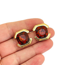Load image into Gallery viewer, Vintage amber glass gold designer runway earrings
