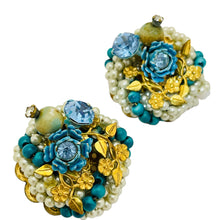 Load image into Gallery viewer, Vintage MIRIAM HASKELL gold flower clip on designer runway earrings
