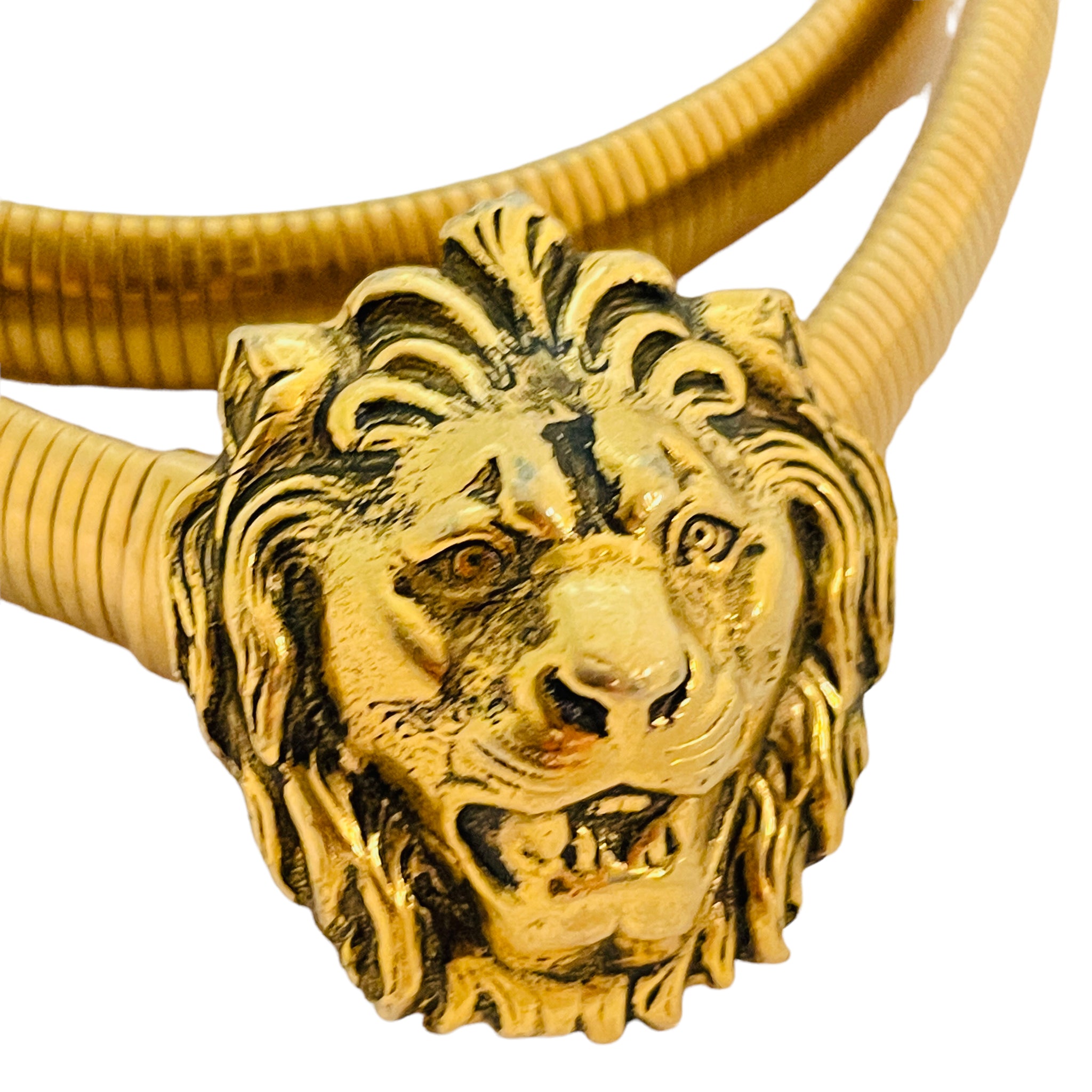 Lion\'s Head Chain Belt 1383 Lion Head in Profile Trophy Buckle 1.5 main image 2