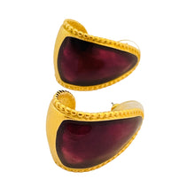 Load image into Gallery viewer, Vintage TRIFARI gold enamel pierced designer runway earrings
