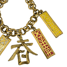 Load image into Gallery viewer, Vintage Asian gold enamel charm chain designer gold charm bracelet
