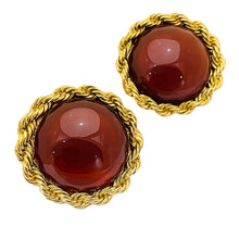 Load image into Gallery viewer, Vintage CAROLEE LUX gold huge clip on designer runway earrings
