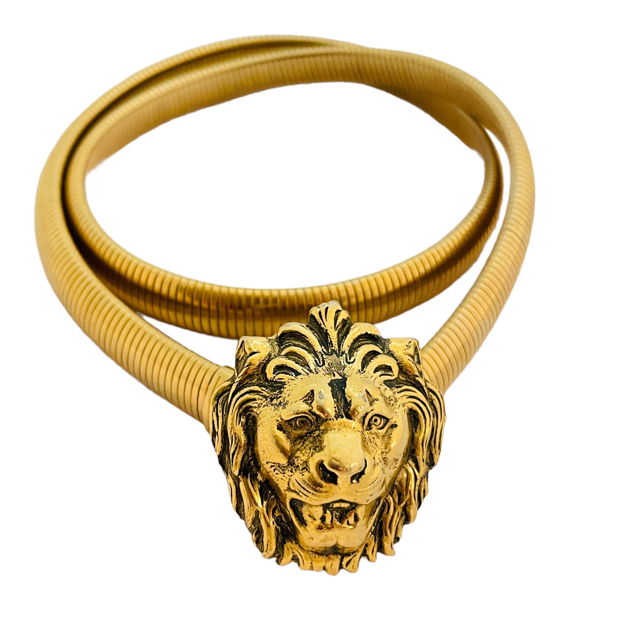 Vintage ACCESSOCRAFT gold lions head chain belt designer  display picture 3