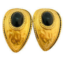 Load image into Gallery viewer, Vintage matte gold etruscan huge clip on designer runway earrings
